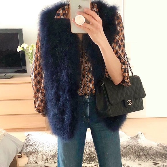 NWT Jocelyn Navy Blue Feather Vest - Picture 1 of 10